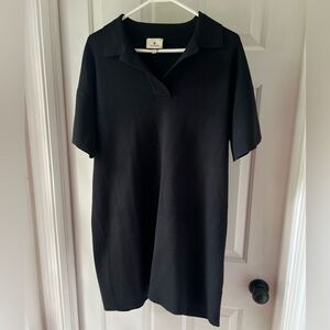 Tuckernuck Black Channing Polo Mini Knit Shift Dress - Size L - EUC